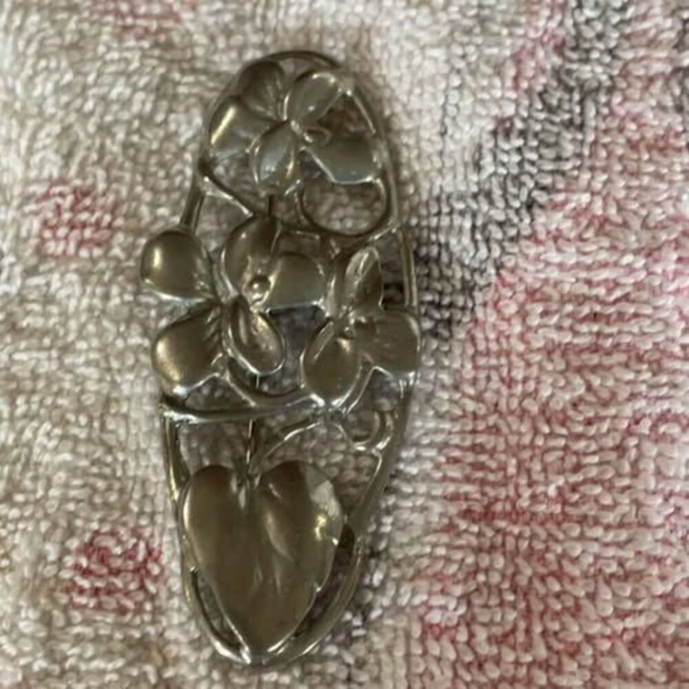 Vintage Silver-Toned Floral Brooch